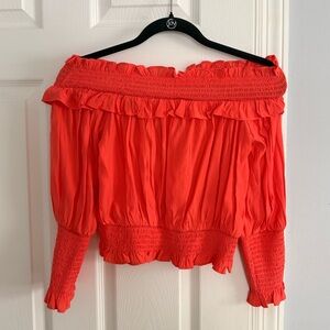 Coral off the shoulder top with ruffles elastic waist  Do+Be brand. Size small